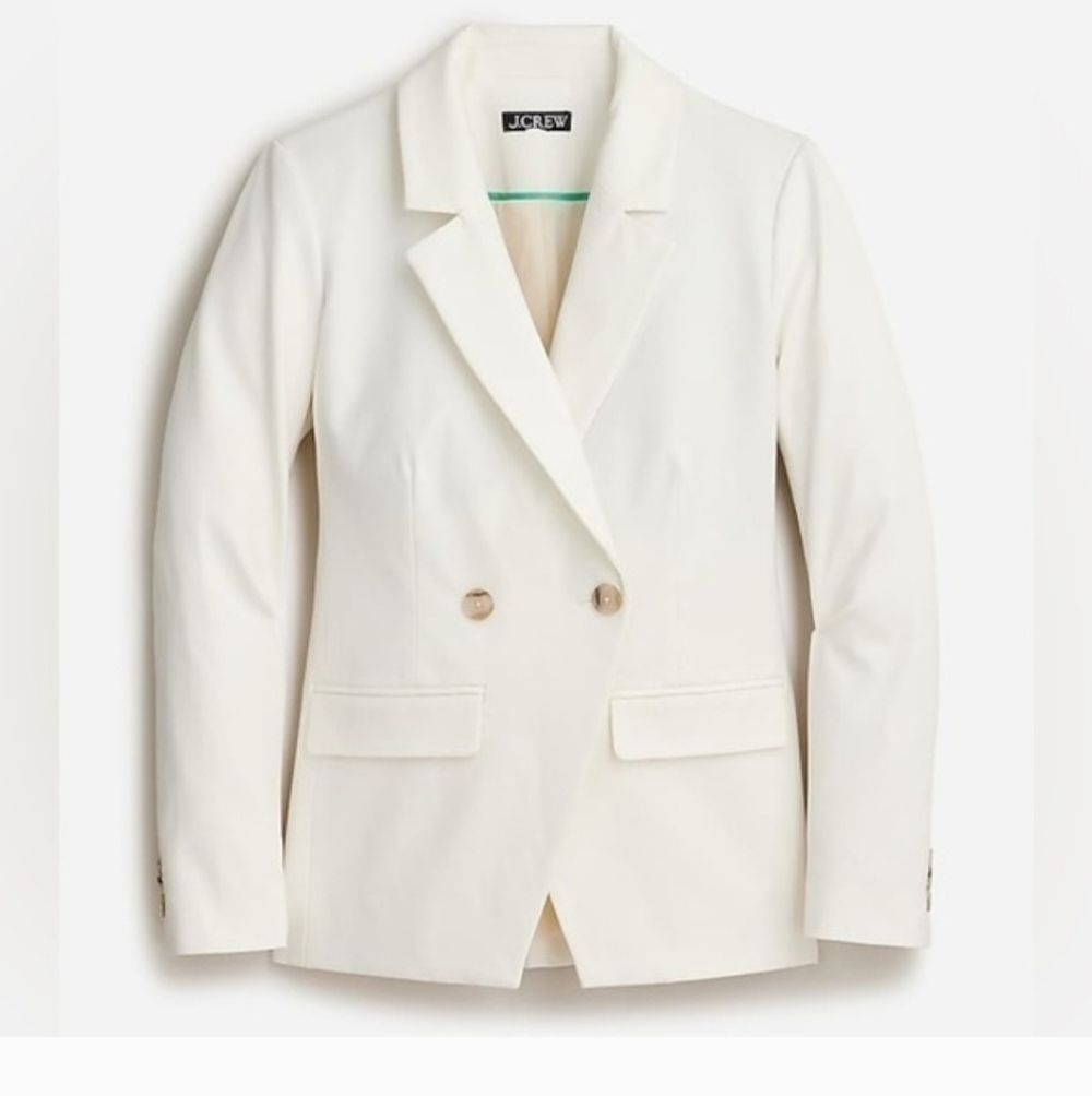 NWT $248 J.Crew Devon Blazer Double Breasted in Cotton Blend Ivory Size 8